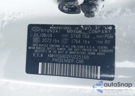 2015 Hyundai Veloster z USA, uszkodzony, nr VIN KMHTC6AD2FU225168